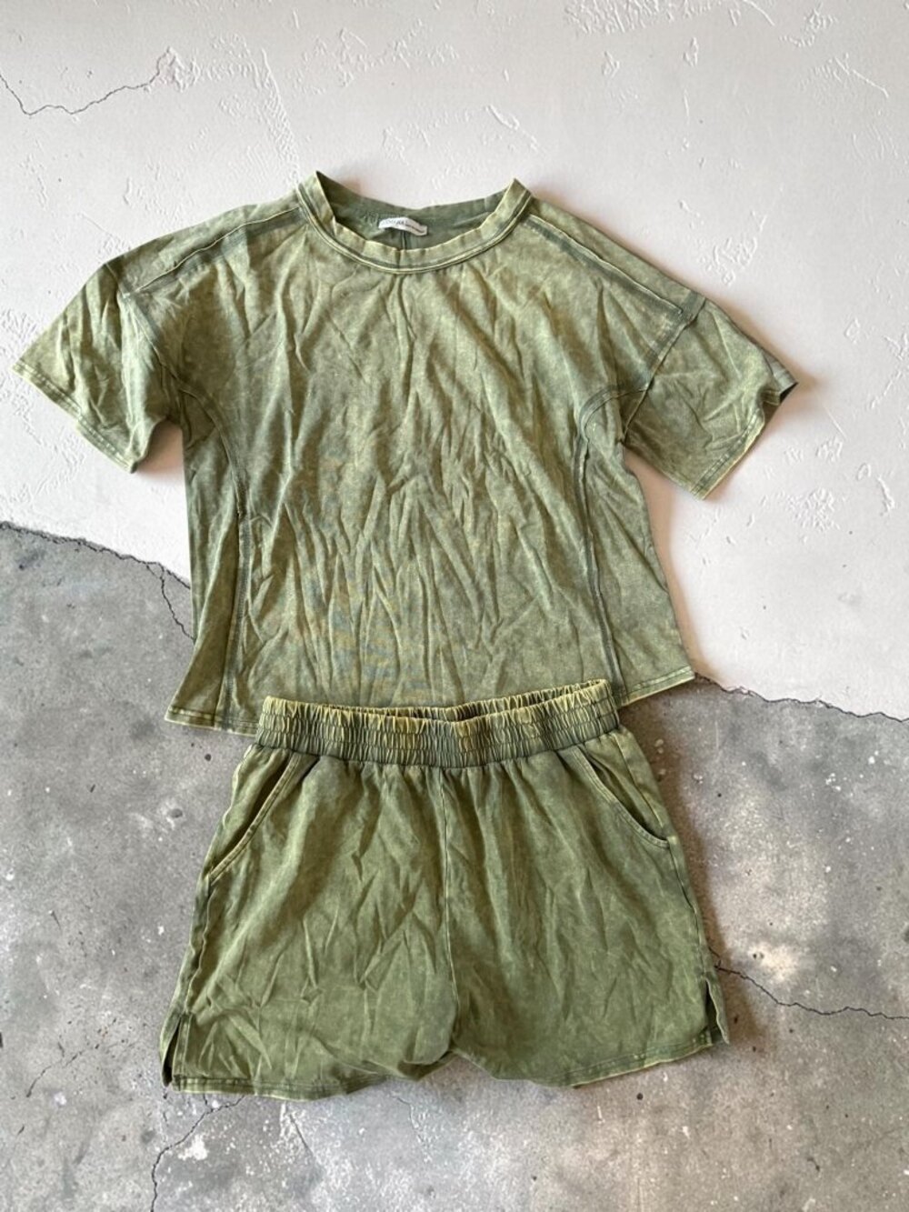 ZENANA Green Ombré Two Piece Casual Lounge Set Size Large